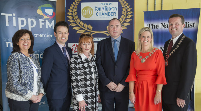 Pictured at the launch of the inaugural County Tipperary business awards were (left to right) Rita Guinan – Head of Enterprise Tipperary County Council, Dave Harrington and Susan Murphy from Tipp FM (Media Sponsors), Dave Shanahan – CEO County Tipperary Chamber of Commerce, Cllr. Siobhan Ambrose and TJ Kinsella – President County Tipperary Chamber of Commerce.