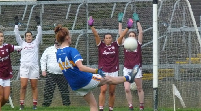 Aishling Moloney pointing from a placed ball. The Tipperary forward scored a massive 1-10 when they were defeated by just one point by Galway in the first round of the 2020 All Ireland Senior Championship played in the Gaelic Grounds, Limerick. Photo courtesy of Tipperary LGFA