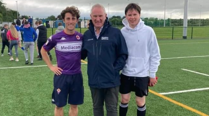Alvaro Odriozola pictured with Maurice Moloney and Joseph O'Brien. Phot from FethardTownPark on Instagram via Canva.com.