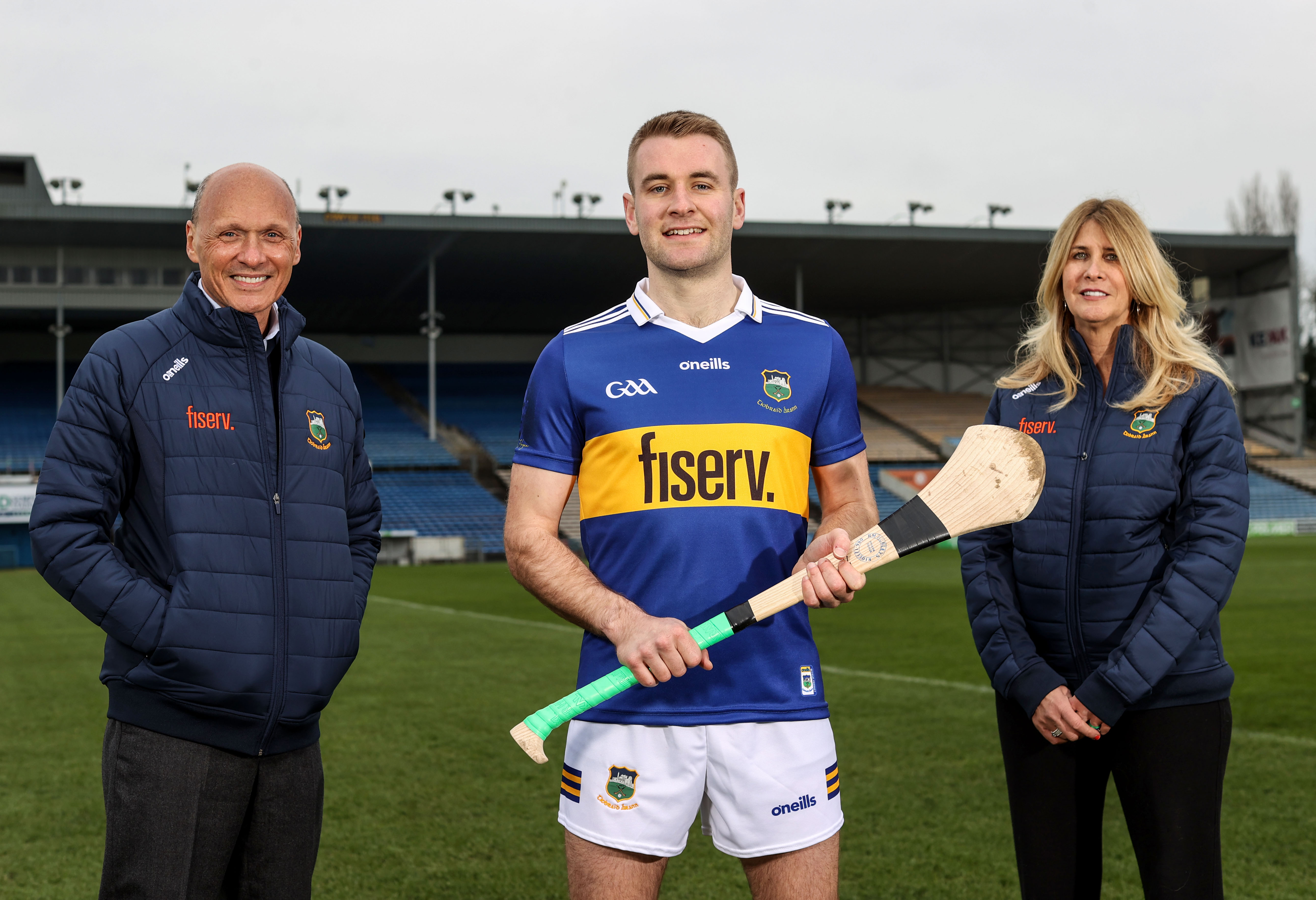 REPRO FREE***PRESS RELEASE NO REPRODUCTION FEE*** EDITORIAL USE ONLY Tipperary GAA Announce Two Year Sponsorship Deal with Fiserv 21/1/2022 At the announcement of a two-year sponsorship deal between Fiserv and Tipperary GAA is John Gibbons, Head of EMEA Fiserv, John McGrath Tipperary GAA Senior Hurler and Janice Von Bulow, Senior Vie-President and General Manager Fiserv. Fiserv is a leading global provider of payments and financial services technology solutions, employing over 200 people at its flagship technology centre in Nenagh and over 400 in Dublin, with ambitious plans to add another 300 people across Nenagh and Dublin. Mandatory Credit ©INPHO/Dan Sheridan