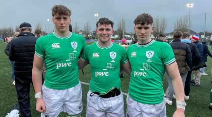 Cistercian College Students Joe Finn, Billy Hayes and Jack Deegan. Photo from Cistercian College on X.