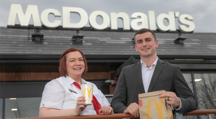 McDonald’s Nenagh Business Manager Rebecca Simmons with Franchisee John Quirke