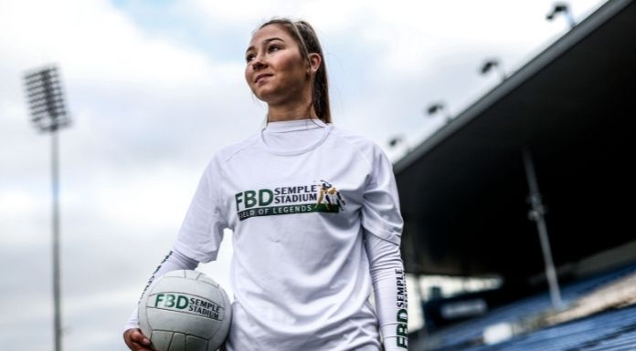 Tipperary footballer Niamh Martin was on hand for the announcement of FBD Semple Stadium's five-year agreement. ©INPHO/Dan Sheridan