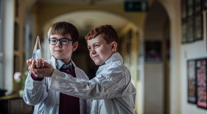 Luke Ryan, aged 10, and Gearoid Kinane, aged 10, pictured at Monastery Primary School in Tipperary Town at the Launch of Tipperary Festival of Science 2021. Photo: Tipperary Festival of Science.