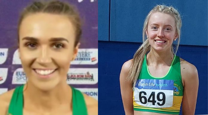 Sharlene Mawdsley and Katie Bergin, Photos from Photo from Athletics Ireland Facebook Page. and Moyne Moyne Athletic Club