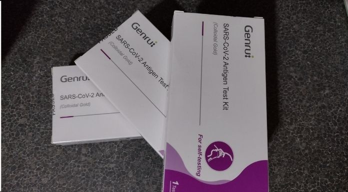 The Genrui antigen tests that have been removed from sale due to reports of false positive results. Photo © Tipp FM