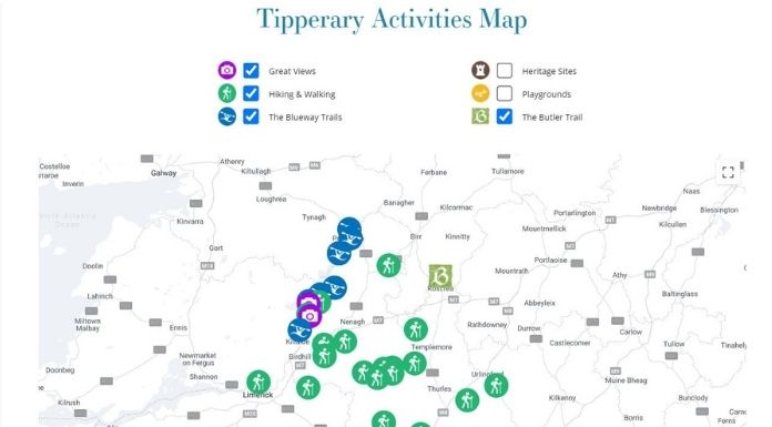 Tipperary Activities Map on www.tipperary.com.