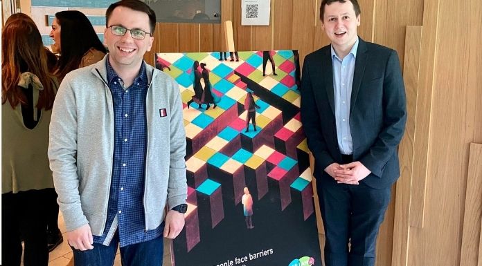 Kevin Hanley and Adam Harris, the CEO of AsIAm, at the launch of the Same Chance campaign. Photo courtesy of Kevin Hanly.