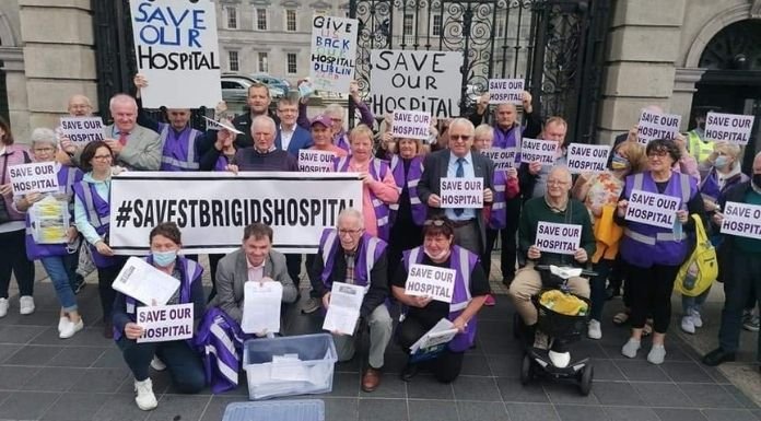 The delivery of a petition to save St Brigid's Hospital to the Dáil. Photo courtesy of Save St Brigid's group.