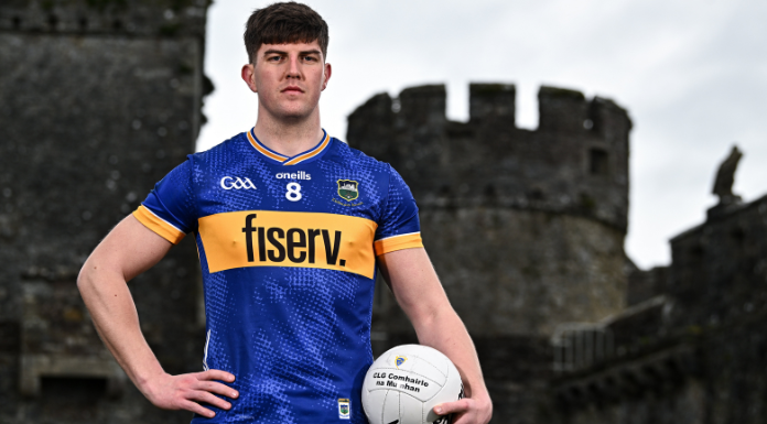 Tipperary footballer Steven O’Brien pictured at the launch of the Munster GAA Senior Hurling and Football Championship 2024 at Cahir Castle in Tipperary. Photo by Harry Murphy/Sportsfile