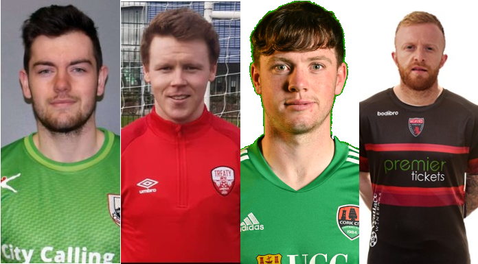 From left to right: Jack Brady Shelbourne FC, Sean Guerins Treaty United, Cian Murphy Cork City, Jack Doherty Wexford FC.