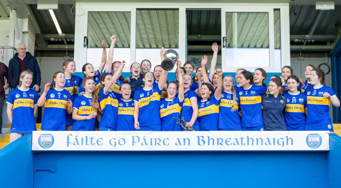 Tipperary minor camogie team celebrate lifting the 2024 Munster title. (c) Sportsfocus.ie/Marty Ryan.